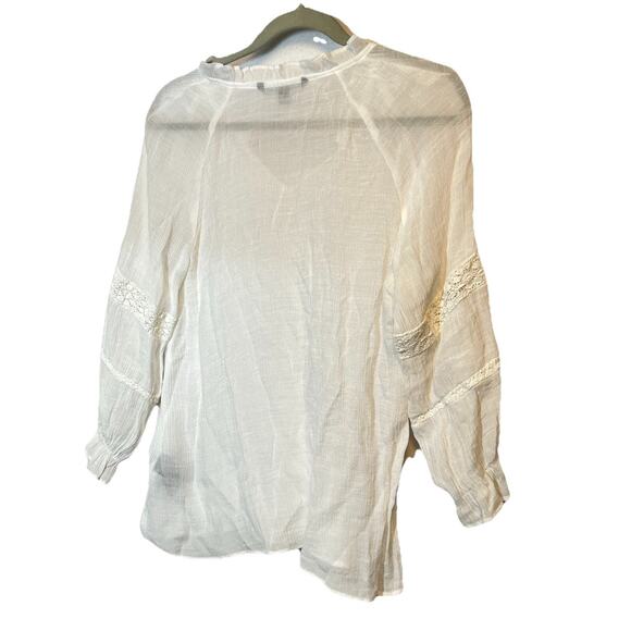 Zac & Rachel Top Womens Size M White Gauzy Bohemian Peasant Blouse - Picture 2 of 9